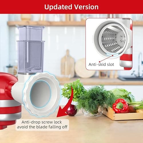Updated Shredder Cheese Grater Attachment for KitchenAid Stand Mixers, Salad Machine with Vegetable Slicer, Salad Maker, Food Slicers Slicer Shredder Attachment with 4 Blades Dishwasher Safe thumbnail 5
