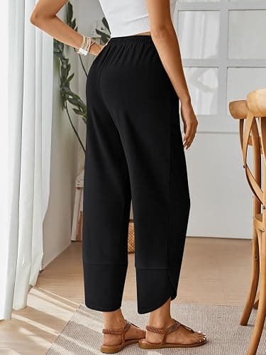 Trendy Queen Women's Wide Leg Pants Boho Summer Capri Palazzo Harem Casual Barrel Sweatpants Baggy Slacks with Pockets thumbnail 4