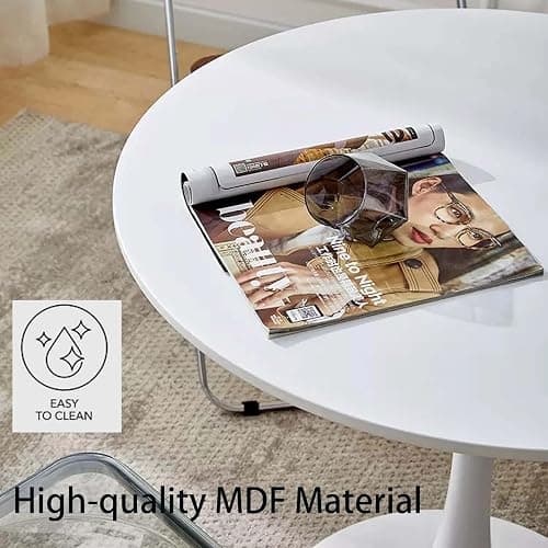 31.5-Inch Round Dining Table, Modern Tulip Kitchen Table with MDF Top and Steel Base, Round Dining Table for Small Spaces, Bistro Table for Dining Room or Kitchen (White(31.50)-2) thumbnail 3