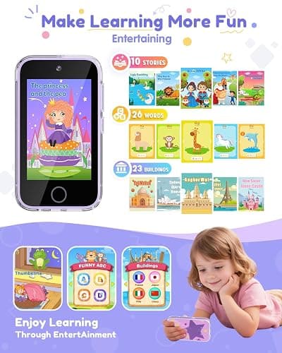 JOYJAM Phone for Kids Age 3-8, 3.5'' Touchscreen Kids Smart Phone for Girls Christmas Birthday Gifts, Learning Toy Phone with Dual Camera, ABC Learning, Habit Tracker for 3 4 5 6 7 8 Year Old thumbnail 4