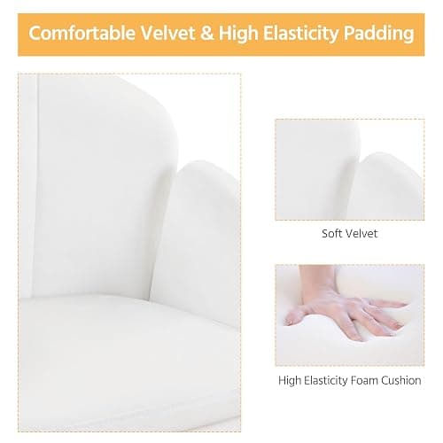 Yaheetech Comfy Vanity Desk Dressing Table Chair Modern Swivel Computer Chair Adjustable for Home Office, Living Room, Bedroom, Dressing Room Women Snowy - Velvet - Snowy thumbnail 8