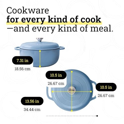 Lodge 3 Quart Enameled Cast Iron Dutch Oven with Lid – Dual Handles – Oven Safe up to 500° F or on Stovetop - Use to Marinate, Cook, Bake, Refrigerate and Serve – Storm Blue thumbnail 5