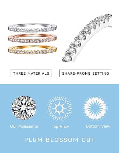 MomentWish Wedding Bands for Women, Moissanite Engagement Ring, Simulated Diamond Wedding Ring S925 Sterling Silver Eternity Rings thumbnail 4
