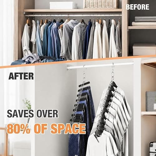 20PCS Heavy Duty Metal Space Saving Closet Chain Hangers | Retractable Multi-Loop Clothes Organizer for Home Wardrobe, Dorm & Travel | Durable Rust-Resistant Space-Saving Closet Storage thumbnail 2