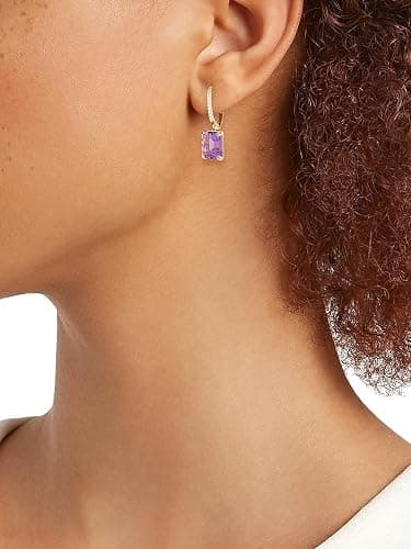 Saks Fifth Avenue Collection, 14K Gold, Diamond & Amethyst Drop Earrings thumbnail 2