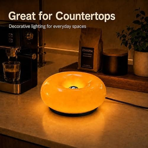 MIXL Orange Donut Table Lamp,Ambient Lighting Lamp,Aesthetic Room Decor | Blown Glass Lampshade,Stepless Dimming,Touch and Remote Control,Ideal for Gift,Suit for Living Room,Mid Century Modern Style thumbnail 7