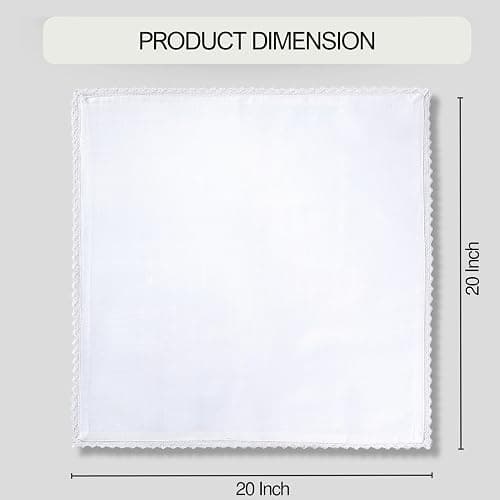 FINGERCRAFT Lace Cloth Napkins, 100% Cotton, 12 Pack, 20x20 Inch, White | Premium Crochet lace, mitered Corners, Pre-Shrunk, absorbent, suits everyday use, farmhouse, weddings, Christmas dinner thumbnail 3