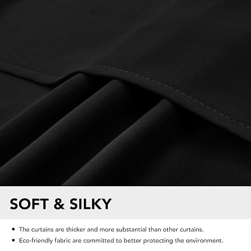 Deconovo Blackout Curtains for Living Room, Room Darkening Curtain Panel for Bedroom, Thermal Insulated Window Curtain, 1 Panel, Black, 52 W x 84 L Inch Long Curtain thumbnail 8