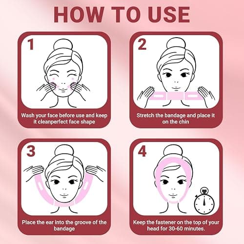 Juskaa Reusable V Line Lifting Mask with Chin Strap for Sleeping,Double Chin Reducer,Face Lift Prevent Sagging, Jaw Exerciser,Light Pink,M thumbnail 5