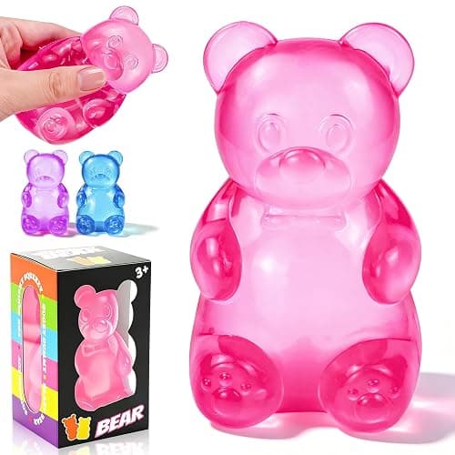Gummy Bear Squishies Squeeze Toys for Kids Adults, Sugar Squishies Balls Stress Bear Toys for Boys Girls, Sensory Fidget Toys Anxiety Relief for Autism, Party Favors Gifts, Valentines Day Gifts (Pink) - Image 1