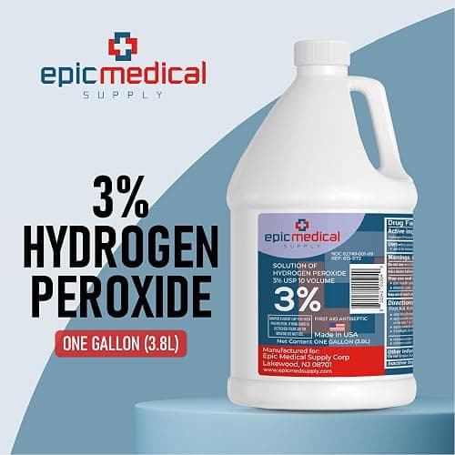 Epic Medical Supply 3% Hydrogen Peroxide - First Aid Antiseptic & Multipurpose Cleaner - Topical Wash for Cuts, Scrapes and Minor Cuts - H2O2 Hydrogen Peroxide 3 Percent USP Solution (1 Gallon) thumbnail 2