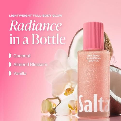 Saltair Shimmering Body Oil - Pink Beach Scented Dry Oil Moisturizer with Light-Reflecting Pearl Pigments. Moisturizing Glow for All Skin Types - 4 Fl Oz thumbnail 2