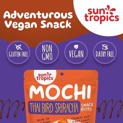 Sun Tropics Mochi Snack Bites, Thai Bird Sriracha Flavor- 3.5 oz (6 Pack)| Crispy Spicy Mochi Bites, Rice Nuggets | Mochi Puff Rice Crackers- Gluten Free & Dairy Free- No MSG Added | Asian Rice Snacks thumbnail 7