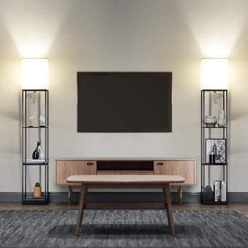 SUNMORY Stehlampe Wohnzimmer, Regal Dimmbar Inklusive 3-Farbtemperatur-LED-Lampe, Stehleuchte für Wohnzimmer, Schlafzimmer, Arbeitszimmer und Büro, Schwarz thumbnail 8