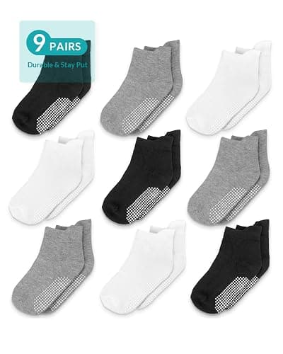 Infinno Baby Non Slip Ankle Socks 9 Pairs - Toddler Socks with Grips for Kids, Infants Boys and Girls 6-24 Months, 1T-7T thumbnail 8