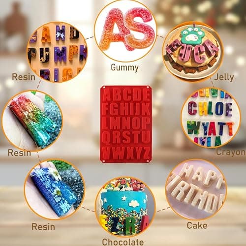 2pcs Silicone Letter Cake Mold BPA Free, Non-Stick Chocolate Mold Soft and Easy to Release, Decorating Silicone Red Mold Cake Baking Utensils Good Toughness DIY Ice Tray Kitchen Cake Pans thumbnail 7