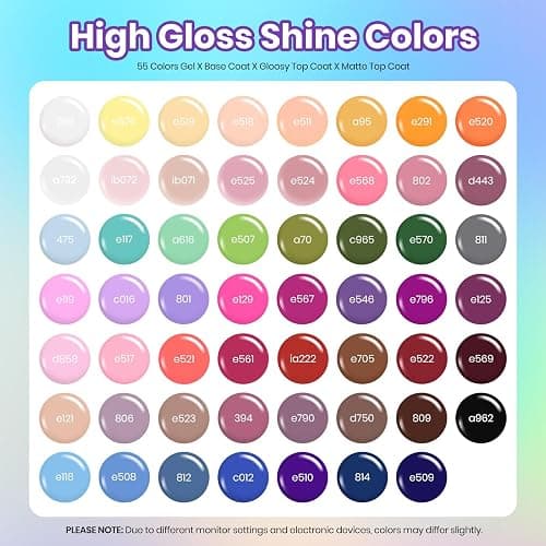 Beetles Winter Gel Nail Polish Set - Vibrarnt Holiday 55 Colors Gel Polish Kit with 5 Bottles Base Glossy Matte Top Coat UV LED Soak off Nail Polish Red Brown Pink Green Blue Christmas Gifts for Women thumbnail 2