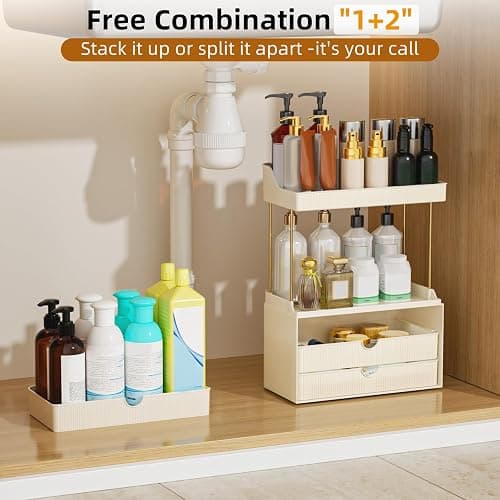 StorBin 3 Drawers Bathroom Counter Organizer - 5 Tier Makeup Organizer, Versatile Perfume Organizer, Ideal for Bathroom Storage, Vanity, Large Skincare, Perfume, Present, Cream White thumbnail 6