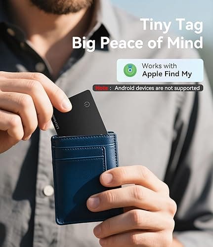 Ultrbeka Ultra-Thin Air Tag Wallet Tracker Card 0.07in IP68 Waterproof Bluetooth Tracker for Wallets, Passport, Work with Apple Find My, Wireless Charging, Card Locator [Apple MFi Certified] iOS Only thumbnail 5
