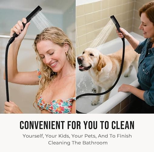 G-Promise All Metal 10" Dual Square Shower Head Combo | Rain Shower Head | Handheld Shower Wand | Adjustable | 3-Way Diverter | 71" Extra Long Hose - A Bathroom Upgrade (Matte Black) thumbnail 5