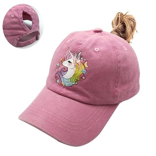 Waldeal Printed Girls Cute Unicorn Vintage Washed Distressed Dad Hats Adjustable Kids Baseball Cap Party Gift for 3-12 Years thumbnail 2
