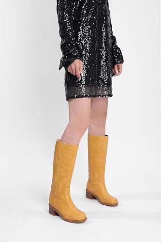 JOKACEAR Women's Knee High Boots Square Toe Chunky Block Heel Long Boots for Women Comfortable Slip on Low Heel Womens Riding Boot. thumbnail 3