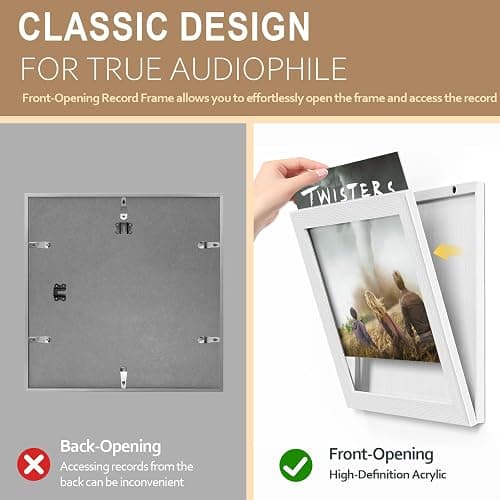 Emfogo Record Frame, 3-Pack Album Frames for Records Display, Vinyl Frame for 12x12 Inch LP Vinyl Record Cover Display (3 Pack/White) thumbnail 3