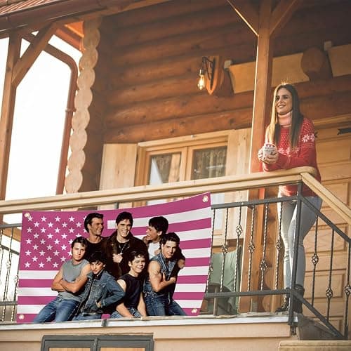 The outsiders Flag,3 x 5FT The outsiders funny tapestry poster merch,As decor for outsider theme party,College Dorm Room Decor,Outdoor Parties,Pink American flag Tapestry with 4 Brass Grommets thumbnail 2