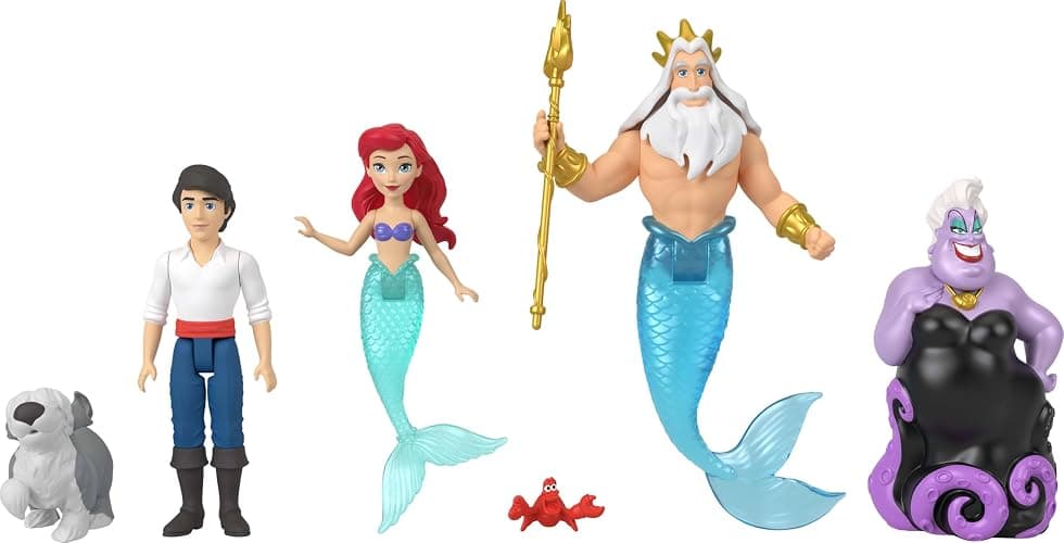 Mattel Disney Princess Toys, Ariel Mermaid Doll Story Set with 4 Small Dolls, 2 Animal Figures & 1 Accessory, Inspired by Disney The Little Mermaid thumbnail 4