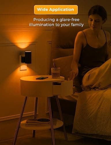L LOHAS LED Night Light, Amber Nightlight, Dimmable Night Light, Light Sensor, Yellow Nightlight, 0-100LM, Sleep Light for Kids, Soft & Warm Light for Bedroom, Bathroom, 2 Pack | Sleep Light for Kids, Soft & Warm Light, Dimmable Night Light, Light Sensor, for Bedroom, for Bathroom, 0-100LM thumbnail 6