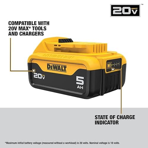 DEWALT 20V MAX Lithium-Ion Battery 2-Pack and Charger, 5.0 Ah, Battery Starter Kit (DCB205-2c) thumbnail 3