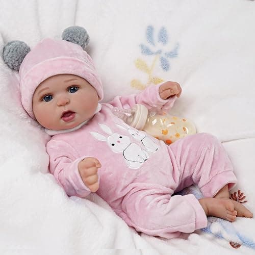 BABESIDE 2 Pcs Reborn Baby Doll Clothes with Hat for 17-22 Inch Baby Dolls | Cute Bunny Pattern Baby Dolls Outfits with Baby Doll Accessories fits Realistic Baby Doll Girls, Pink thumbnail 7