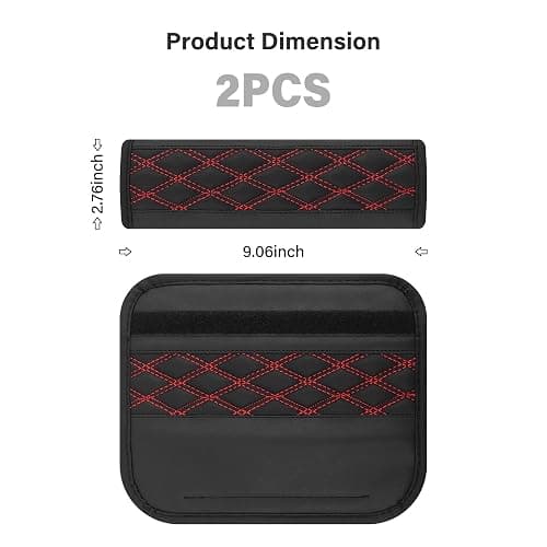 wedfish 2PCS Car Seat Belt Cover Pads,Leather Seatbelt Covers Protect Shoulder and Neck Car Accessories Interior,Universal Car Seat Strap Pads Car Decorations for Most Cars Trucks (Black/Red) thumbnail 2