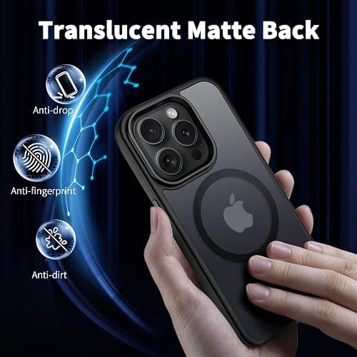 iPhone 15 Pro Hülle mit Kameraschutz, Kompatibel mit MagSafe, Stoßfest Kratzfest Magnetisch Rückseite Handyhülle für iPhone 15 Pro Case Transluzente thumbnail 6