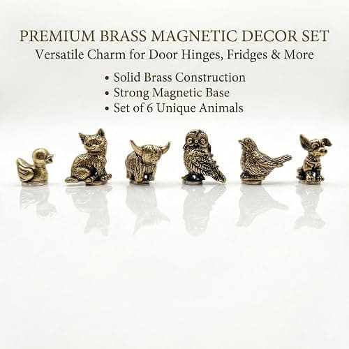 6 Pcs Brass Animal Hinge Toppers, Hand-Cast Italian Solid Brass for Bedroom Living Room Kids Room, Summer Home Refresh, Back to School, Fall Thanksgiving, Housewarming Animal Lover Farmhouse Gifts thumbnail 5