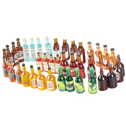 40pcs Miniature Mini Fake Beer Bottles Toys, Mixed Wine Drinks Decoration Beer Glass Model, Beer Can Beer Bottle Models for Fairy Garden Pub Bar Dolls House Tableware Decoration thumbnail 2