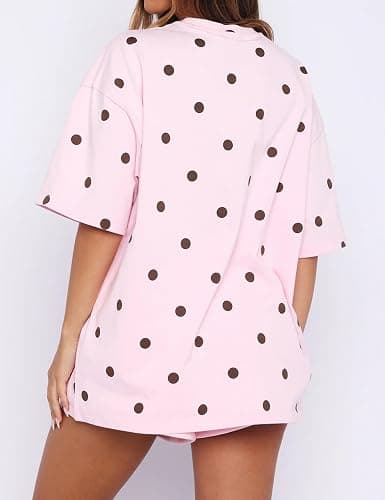 HOCANDY Womens Polka Dot Shirt Oversized T Shirts Loose Fit Crewneck Short Sleeve Polka Dot Tops Summer Casual 2026 Basic Tee thumbnail 2