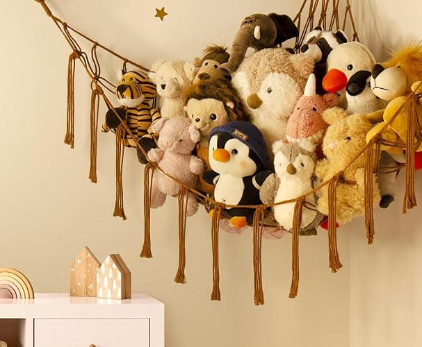 mirolam Stuffed Animal Hammock-Large Stuffed Animal Net For Toys Corner-Hanging Stuff Animal Toy Storage Organizer For Plush Plushie Display Caramel Toy Storage Girl Room Bedroom Boho Nursery Decor thumbnail 5