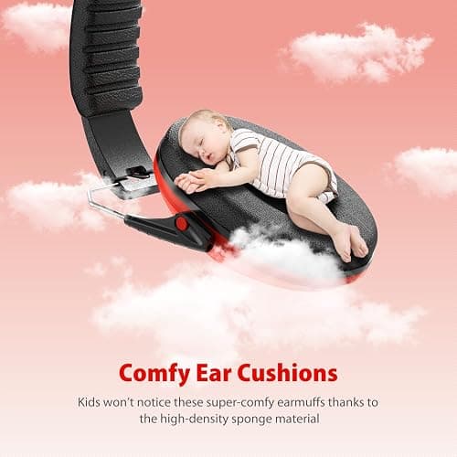 Dr.meter Ear Muffs for Noise Reduction: SNR27.4 Noise Cancelling Headphones for Kids with Adjustable Headband - Noise Cancelling Ear Muffs for Monster Jam, Football Game, Fireworks and Air Shows - Red thumbnail 3