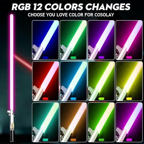 BSTSABER Pixel Lightsaber, Motion Control 39 Sets Sound Effects with 12 Colors Change Light Saber, Smooth Swing Metal Handle Lightsabers for Adults, Boys Cosplay Gifts (Pixel 39 Sets Sound Effects) thumbnail 4