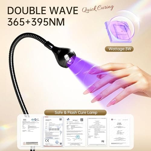 AORAEM Nail Lamp LED Nail Manicure Dryer Curing Light with Black Gooseneck and Clamp for Gel Nails thumbnail 3