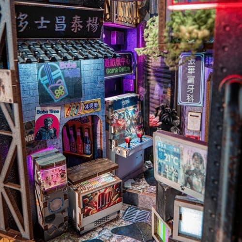 Anavrin Book Nook Kit Kowloon Walled City 2049 DIY 3D Wooden Booknook for Adults, Teens and Book Lovers, Bookshelf Insert Library Decor, Creative Gift for Family, Friends, and Elderly thumbnail 5