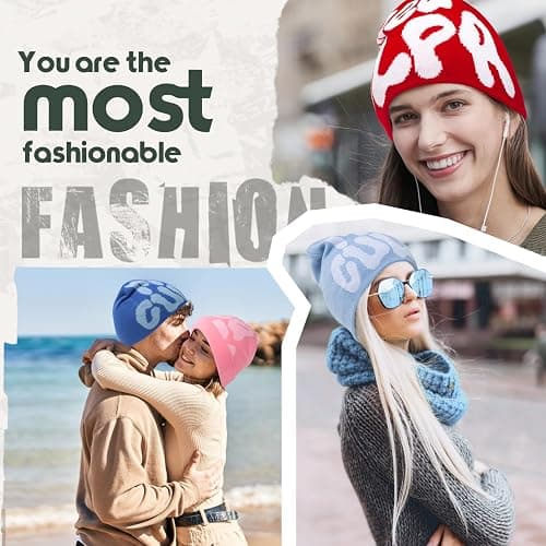 TaowaveWomen Beanie Y2k Hat,MEA Culpa Graphic Beanies Designs,Winter Hat Knit Skull Cap for Women - One Size - Gray Gray thumbnail 6