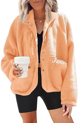 Nirovien Womens Fuzzy Fleece Jacket Button Down Sherpa Coats Casual Winter Warm Outwear with Pockets - Image 1