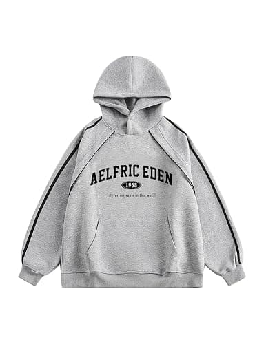 Aelfric Eden Oversized Hoodie Vintage Letter Print Sweatshirt Novelty Hooded Pullover With Pocket - Image 1