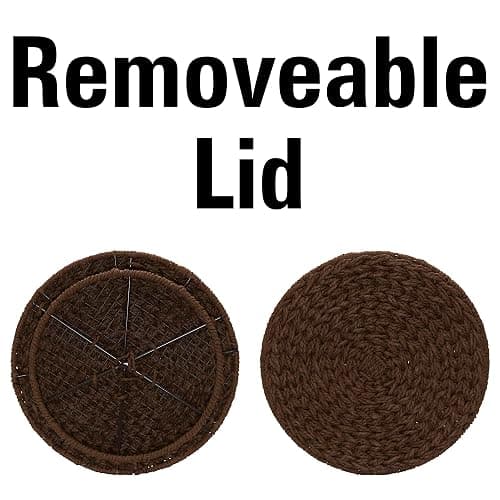 Household Essentials Handwoven Paper Rope Barrel Wicker Storage Basket Side Table, Brown - Brown Paper Rope - Paper Rope thumbnail 5