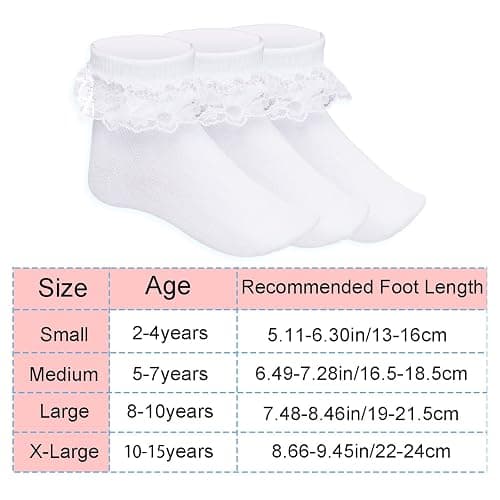 Pistha 3 Pairs Girls Ruffle Socks White Ruffled Lace Socks for Girls Toddler Frilly Dress thumbnail 4