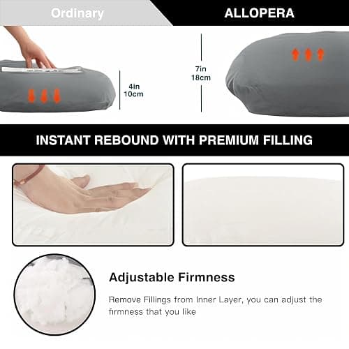 ALLOPERA Pregnancy Pillow, Full Body Maternity Pillow 57 inch, with Removable Washable Cover - Sleep Support for Legs, Back, Neck, Shoulder, HIPS, Belly for Pregnent Women, Velvet (Coal-Black) thumbnail 2