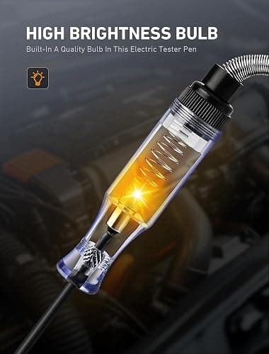 Test Light Automotive, Circuit Tester 6V-12V-24V DC Car Electrical Test Pen with Alligator Clip and Long Steel Probe, Continuity Voltage Fuse Tester for Sedan, SUV, RV and Truck thumbnail 3