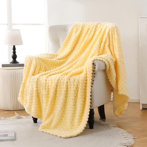 Bnuitland Light Yellow Flannel Throw Blanket (50X40 inches), 300 GSM Fleece Cozy Warm Soft Lightweight Bed Sofa Blanket for Babys and Pets, Suitable for All Seasons - Image 1